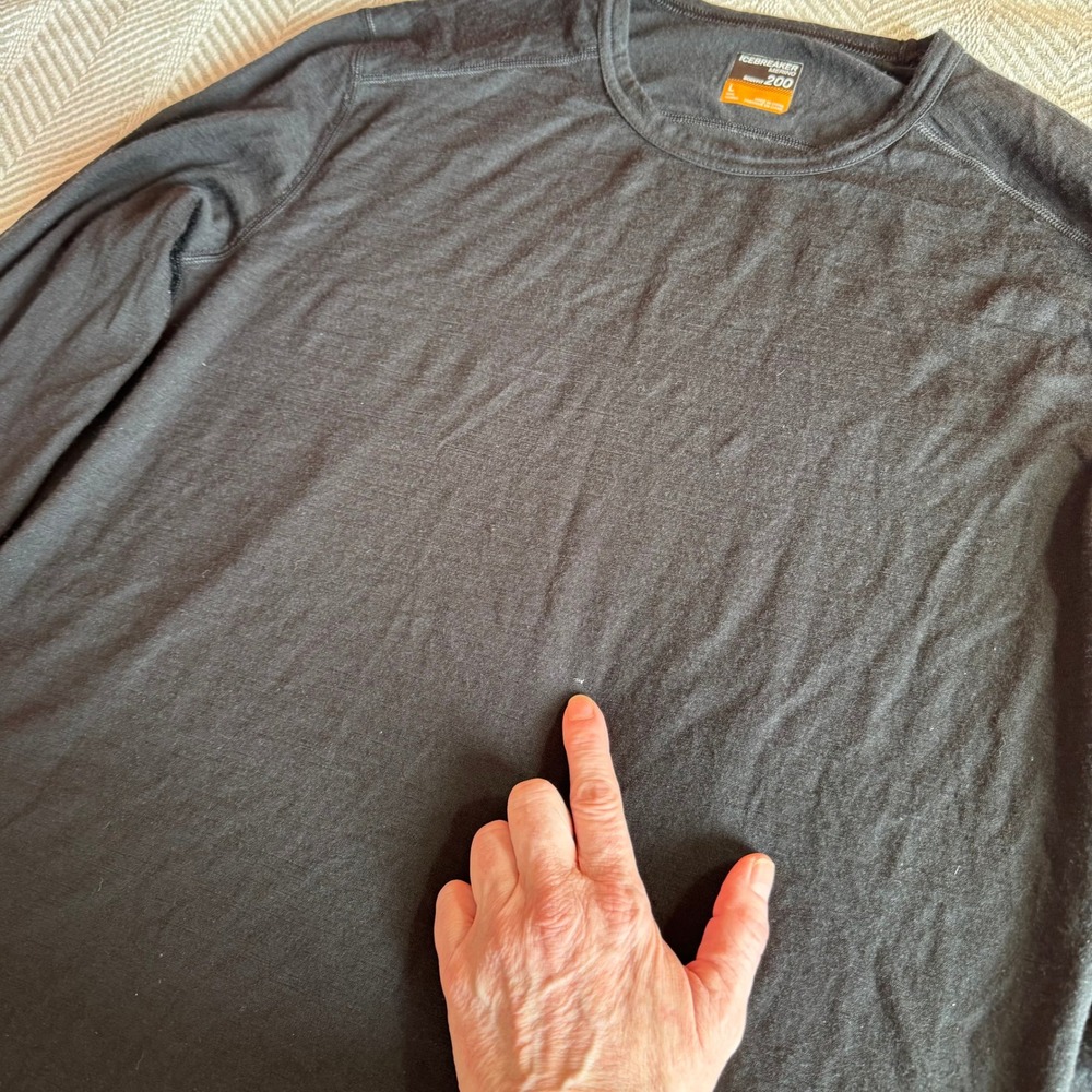 Icebreaker Bodyfit 200 Merino Wool Base Layer Top Mens Large Black Long Sleeve - Picture 5 of 9
